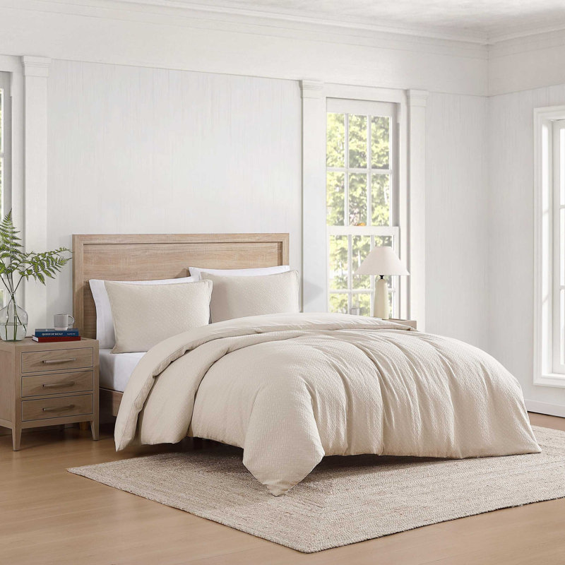 Ensemble d'édredon en coton matelassé Tommy Hilfiger, Beige, Édredon pour très grand lit + 2 taies décorativ