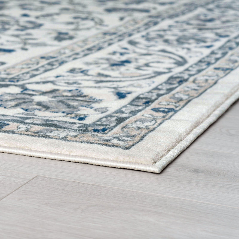 Crème oriental Briele | Bleu | Gris | Tapis beige, Rectangle 7 pi 10 po x 10 pi 3 po