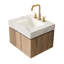Meuble-lavabo suspendu de luxe de 61 cm avec lavabo en céramique, style moderne familial. Meuble-lavabo suspendu préassemblé, de style milieu du siècle, en pierre frittée.