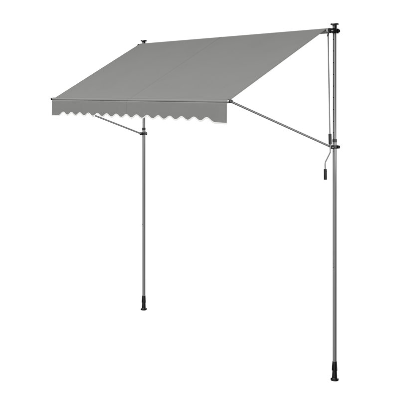 Dakota Fields 120cm W x 300cm D Polyester Cover Retractable Patio Awning, Grey