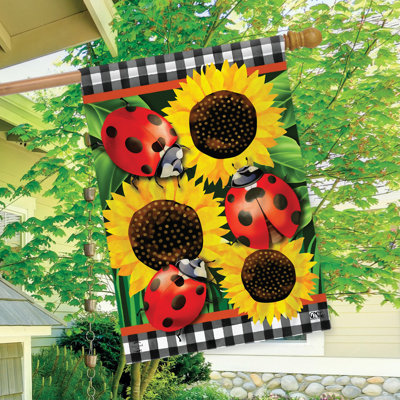 Ladybugs And Sunflowers House Flag
