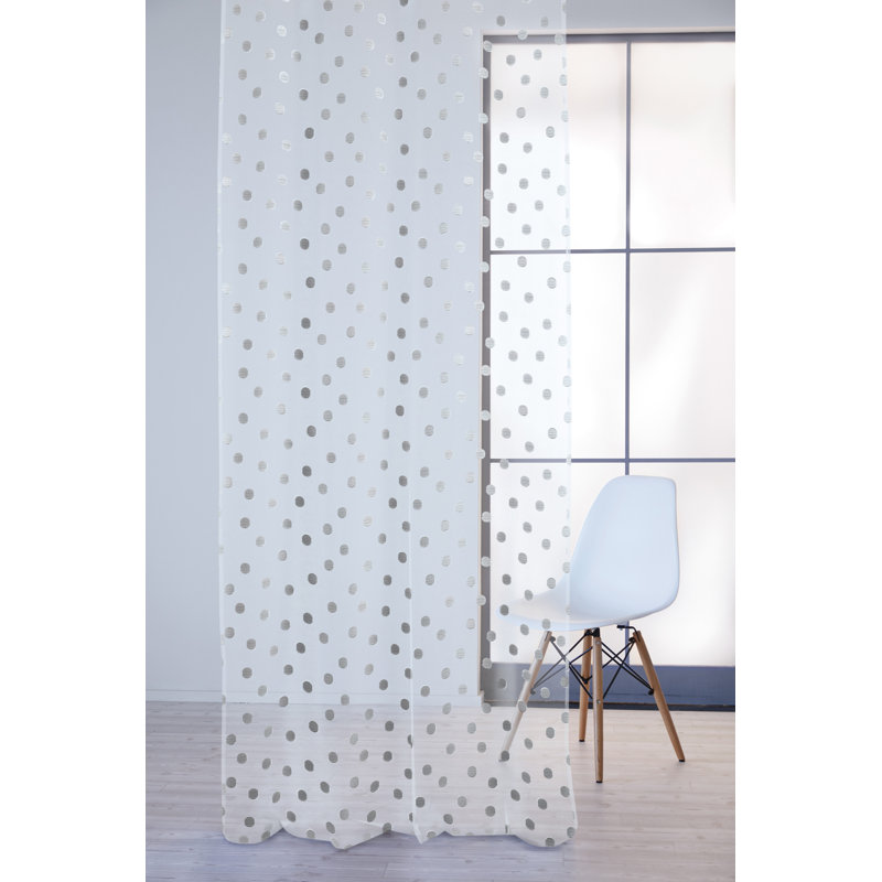 Sevilla Sheer Single Curtain Panel, White/Grey