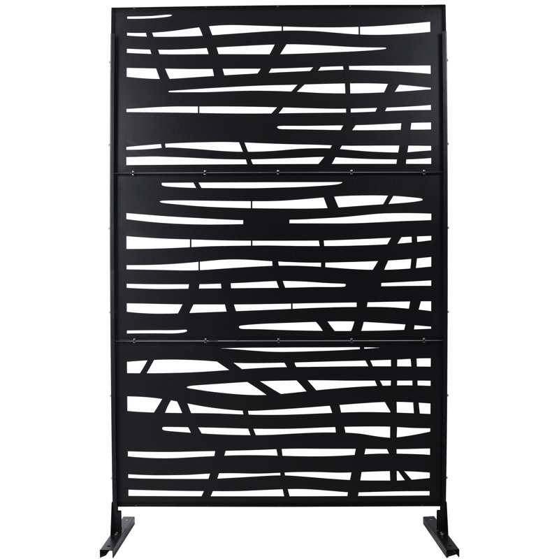 Écran d'intimité en métal extérieur et intérieur H 76 po x l 48 po, Noir