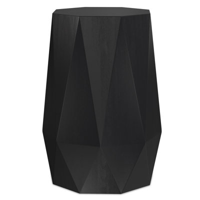 21" Black Solid Wood Octagonal Block End Table