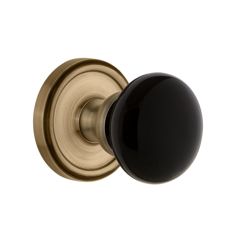 Grandeur Georgetown Rosette Privacy with Coventry Door Knob, Vintage Brass, 2 3/8"