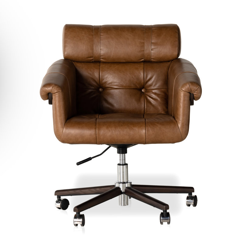 Foundry Select Genuine Leather Executive Chair with Headrest, Sonoma Chestnut