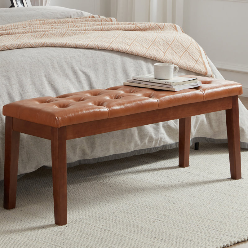 Banc rembourré en similicuir Jerit, Brun cognac