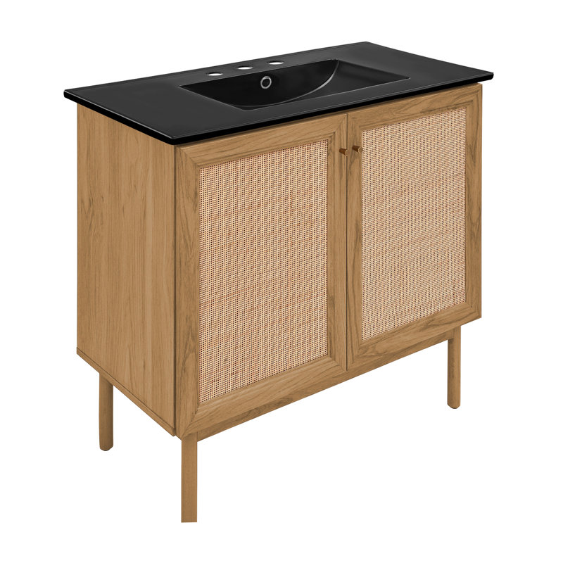 Meuble-lavabo classe 36, Chêne doré, Black, 8" Widespread