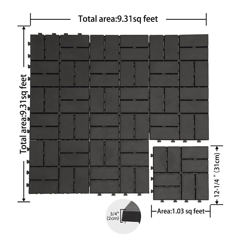 Carreaux de terrasse à emboîtement de patio, Gris, 9