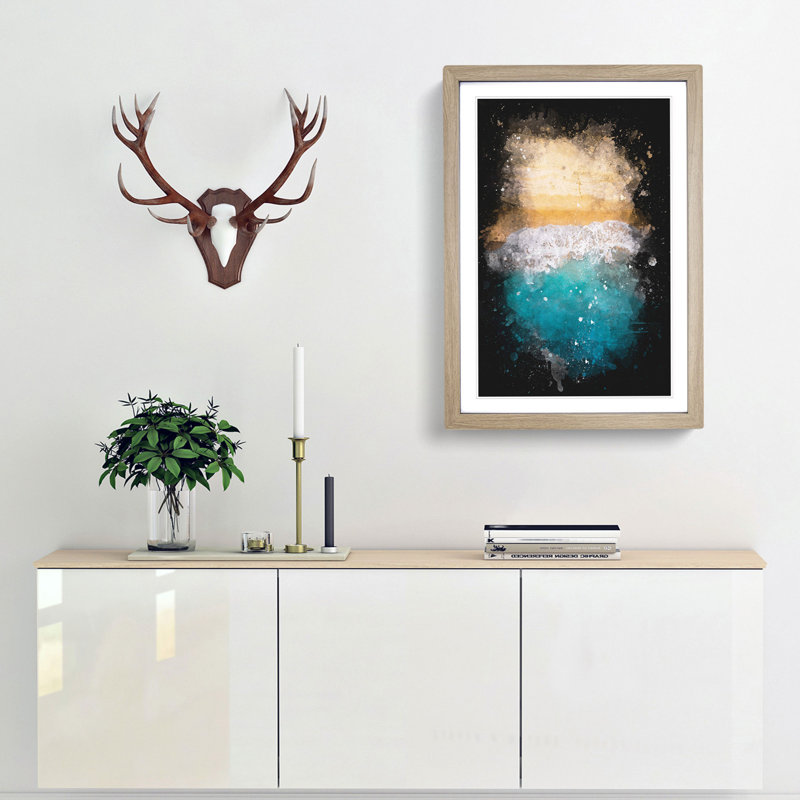 'Beach in Australia' - Picture Frame Graphic Art Print, Oak Framed, 45cm H x 33cm W x 2cm D