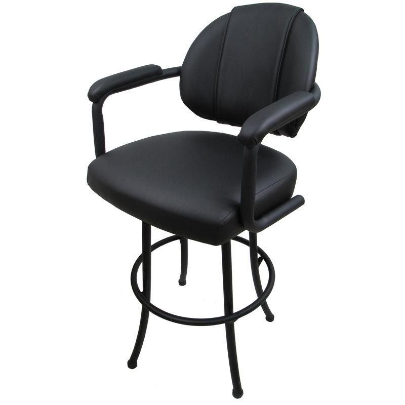 Mecos Swivel Upholstered Counter Stool, Black, Black, Counter Stool (26" Seat Height)