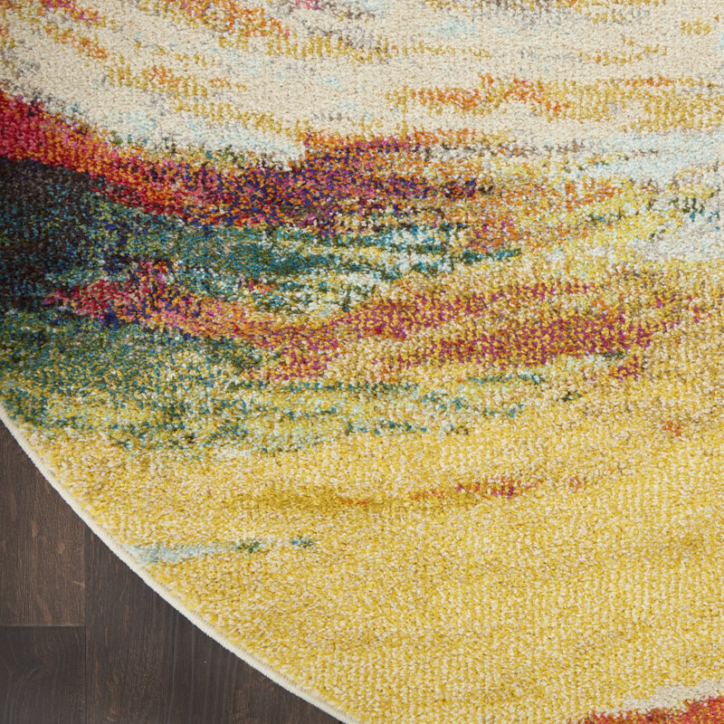 Zaccaria Abstract Indoor Rug, Round 4'
