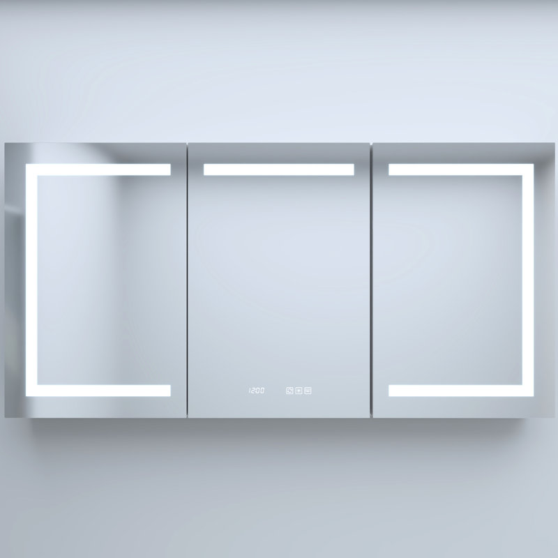 60 po Armoire à pharmacie en aluminium l 30 po x H 30 po avec dossier robuste, panneau arrière en verre trempé de 6 mm / 8 mm, tablettes