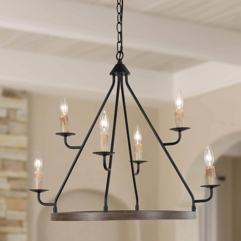 Lustre tambour 6 lumières façon bougie
