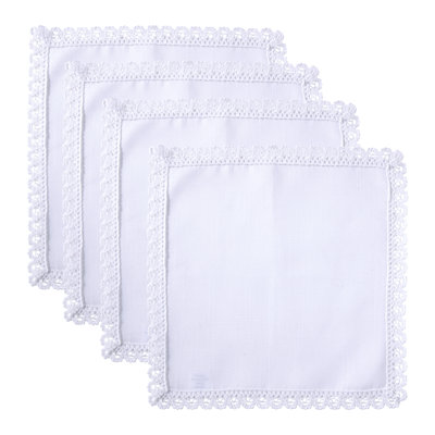 Lace Trim Cloth Napkins (Set of 4) - Elegant Dinner Napkins for Everyday Dining & Entertaining