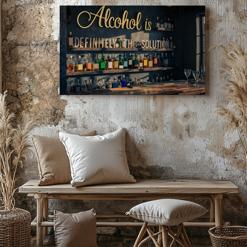Toile dans un bar peu éclairé, un panneau lumineux illumine l'art mural, H 16 po x l 20 po
