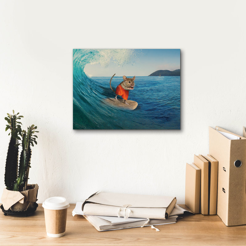  «Mouse Surfing» par John Hovenstine, art mural sur toile, 16 po x 12 po
