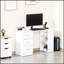 Bureau d'ordinateur moderne avec bibliothèque et rangement à 3 tiroirs, parfait pour les petits espaces et l'utilisation multifonctionnelle.