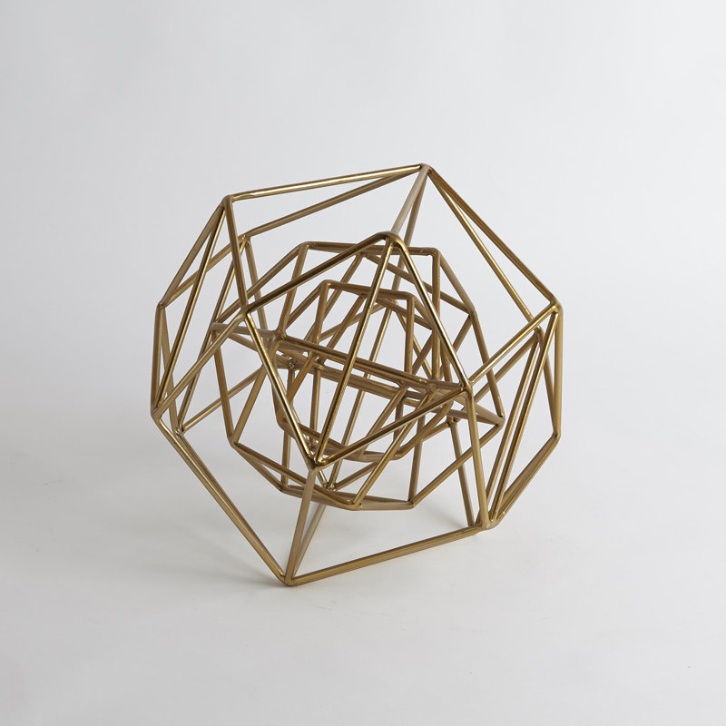 Geo Sculpture, 8" H x 10" W x 10" D, Gold