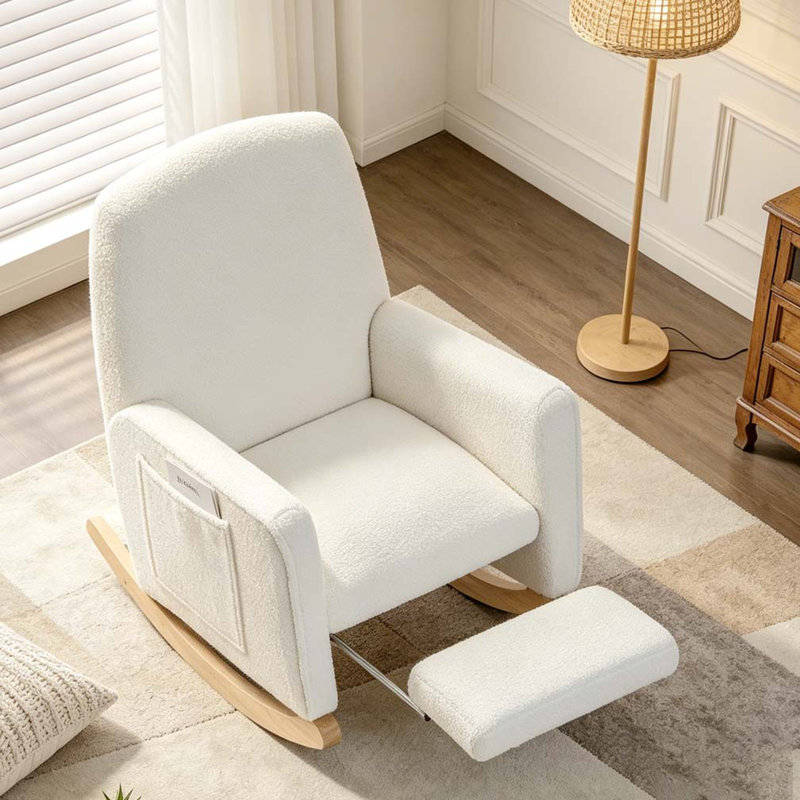 Isabelle & Max™ Adeebah Rocking Chair, White Teddy, Natural