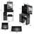 Left Bedside Cabinet Vanity With Comfortable Seat & Touchable Sliding Led Mirror, Variable Brightness And Switching, Black , American Design Small Size Table Adjustable Three Color Options, Cushioned