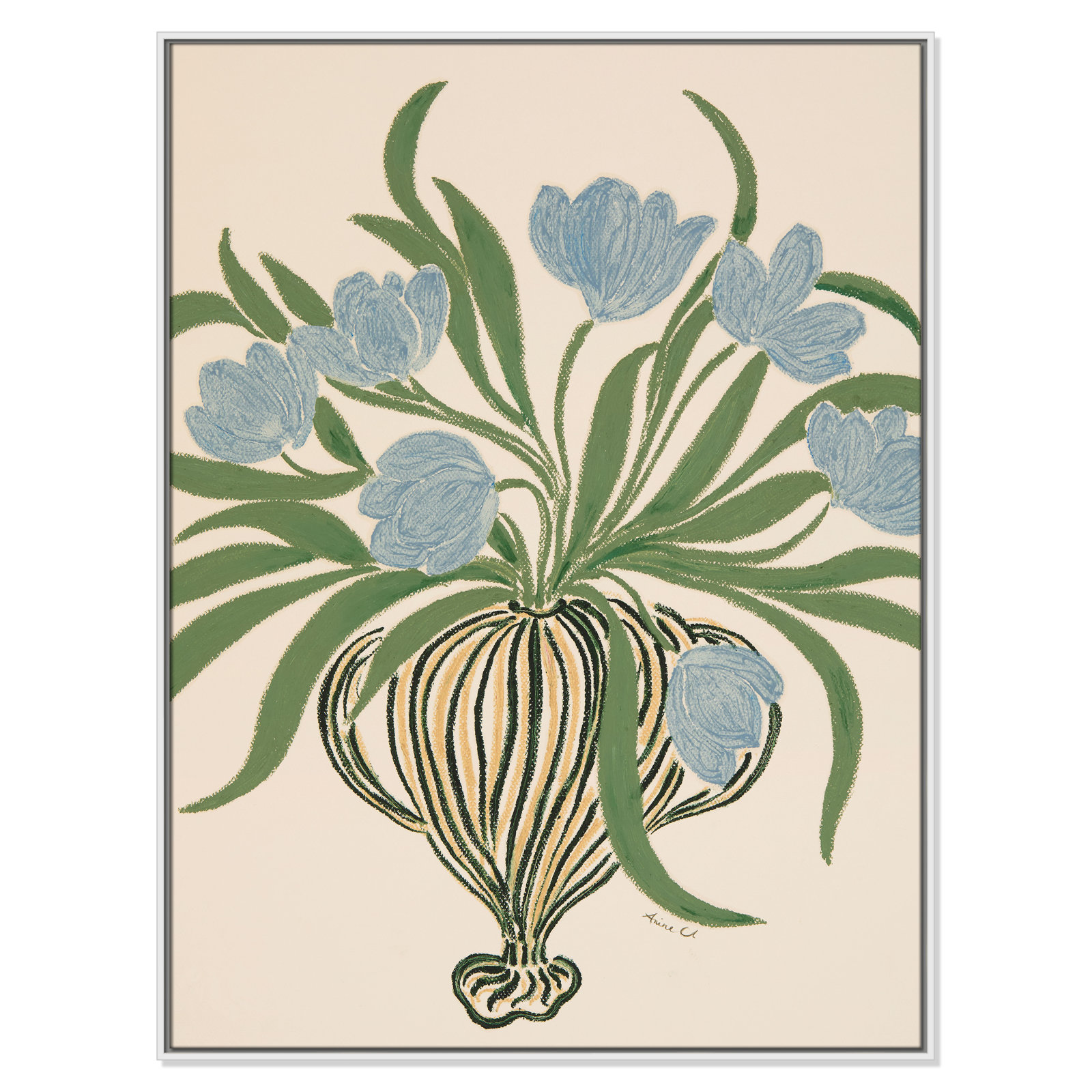La Poire Blue Tulips Print by Camilla Bergqvist, 49.5" H x 37.5" W, White