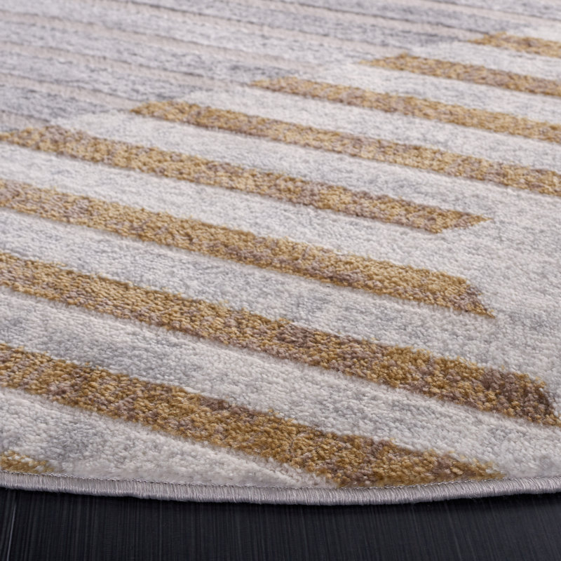Geometric 244cm X 305cm Area Rug, Round 201 cm