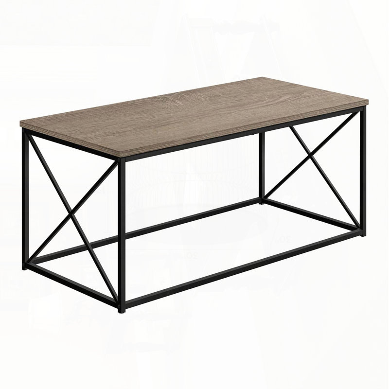 Table basse rectangulaire avec structure en X et plateau en stratifié, Taupe
