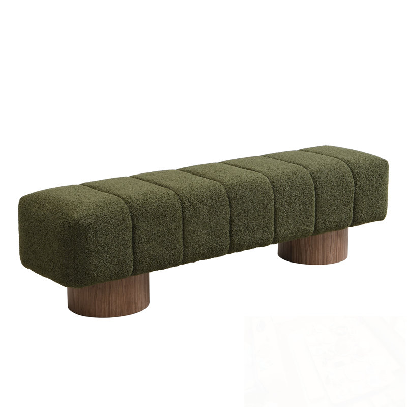Upholstered Bench with sturdy legs, Green
