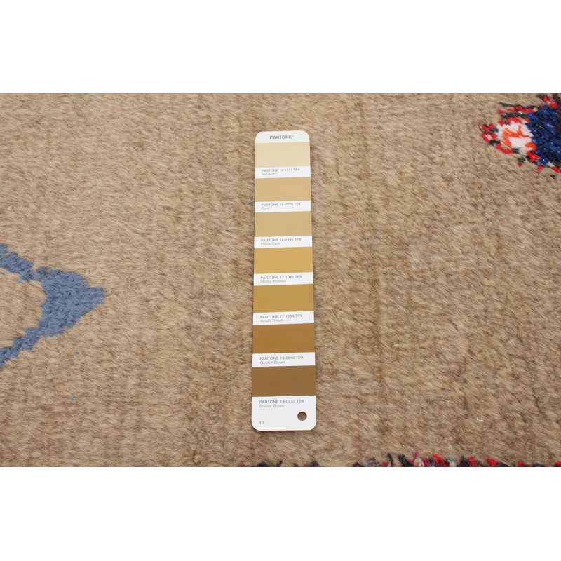 Tapis décoratif en laine brun clair marocain de conception unique 8 pi 10 po x 12 pi 6 po Ayrion noué à la main