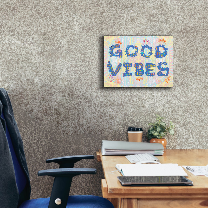 «Good Vibes» par Dean Russo, art mural sur toile, H 12 po x l 16 po x P 0,75 po