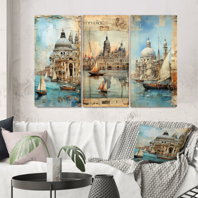 «Venice Distant Memories Journal Collage», 3 pièces sur toile