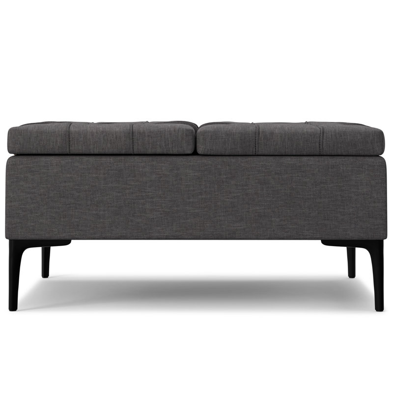 Slate Grey Tufted Lift-Top Storage Cocktail Ottoman