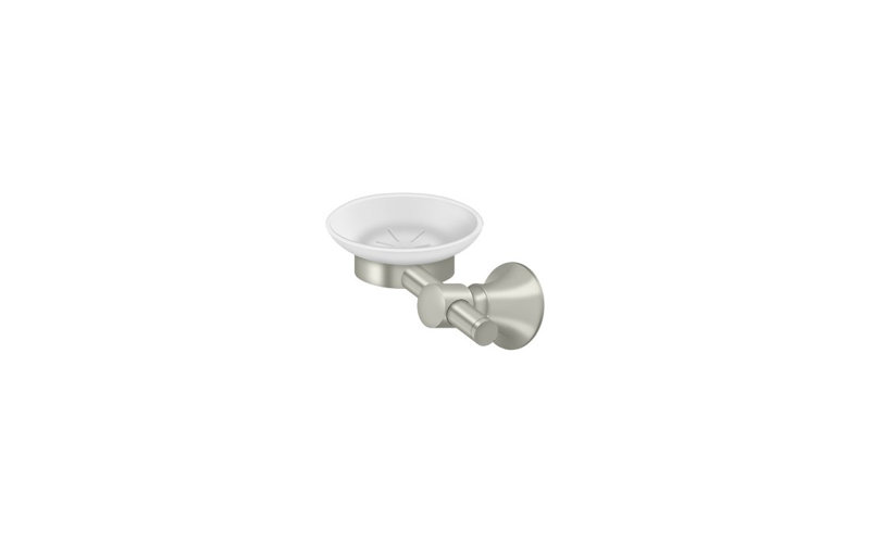 Deltana 88SD-26 4-3/8" Diameter 88 Series Frosted Glass Soap Dish Polished Chrome, Satin Nickel
