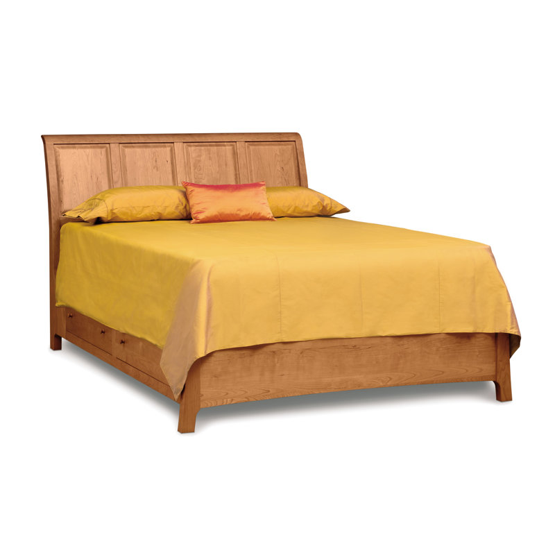 Sarah Solid Wood Sleigh Storage Bed, Queen, Natural Cherry