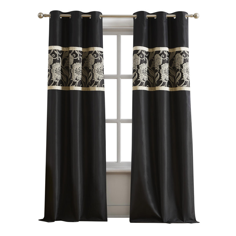 Paire de rideaux semi-transparents Donadee, Or noir
