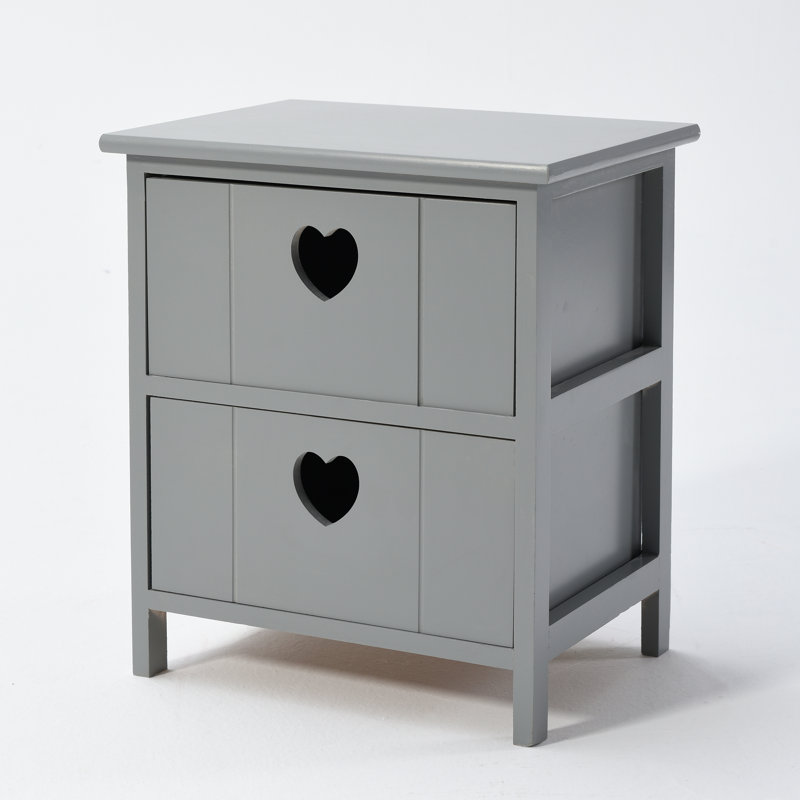 Krebs 2 Drawer Bedside Table, Grey