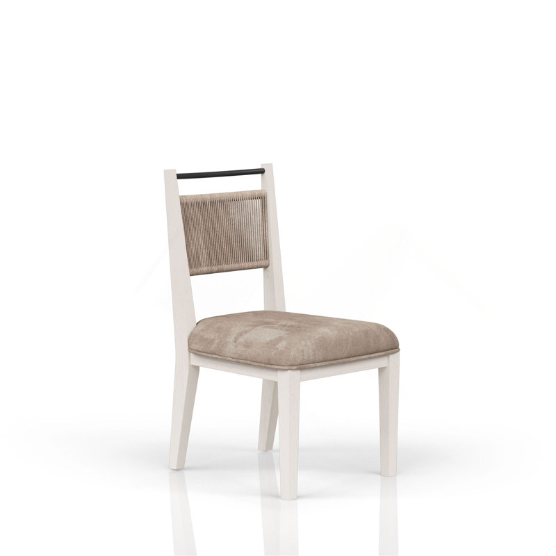 Chaise à dossier en corde (ensemble de 2), Blanc, Gris foncé