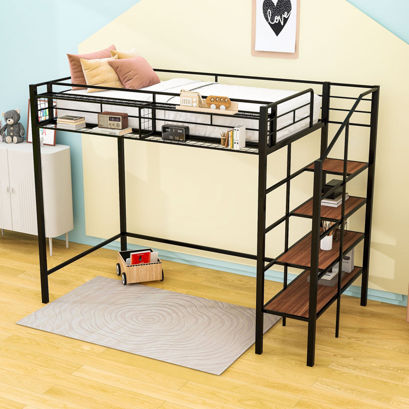 Lit mezzanine avec tablettes Northpoint par Mason & Marbles, Simple, Noir