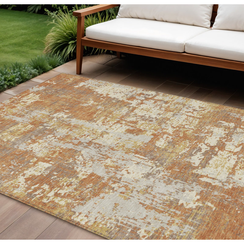 Tapis intérieur lavable abstrait cuivré 8 pi x 10 pi