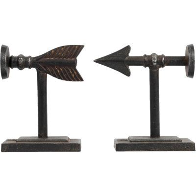 Creative Co-Op Bronze Arrow Shaped Cast Iron Bookends (Set Of 2 Pieces)