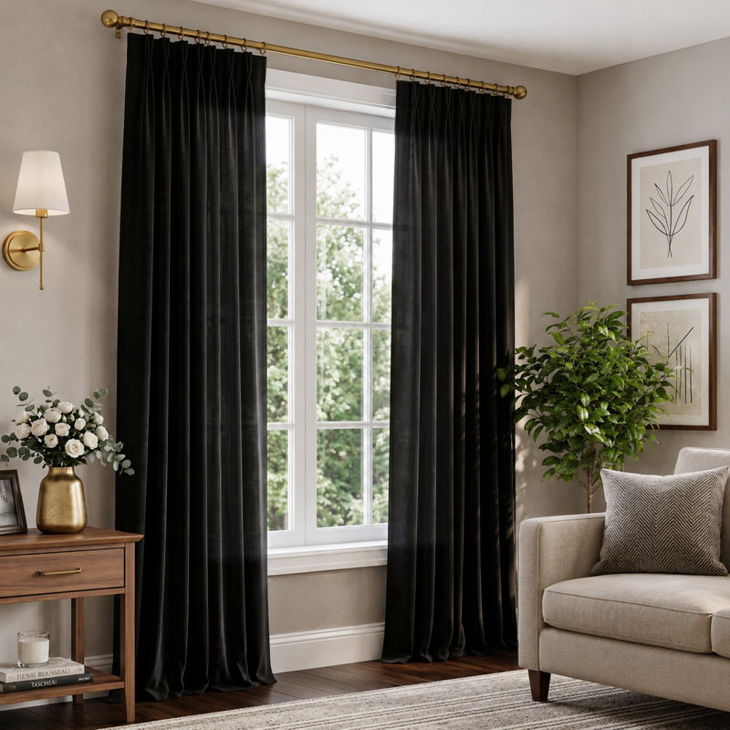 Memory-set Curtains, Thick Linen Texture, Light-filtering and Privacy-friendly Living Room Curtains, 2-Piece Set with Hook Pleat Design.