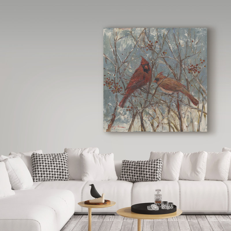 «H and Mr Cardinal», reproduction d'impression sur toile tendue, H 14 po x l 14 po x P 2 po