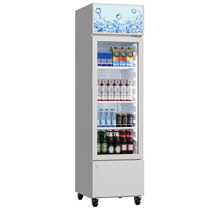 1-Door Commercial Beverage Refrigerator with Glass Door, 360° Circulation Cooling, Frost-Free, Adjustable Shelves, Energy-Saving Upright Display Cooler