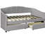 Canapé-lit double en tissu avec deux tiroirs et barres transversales en bois, gris-121070382