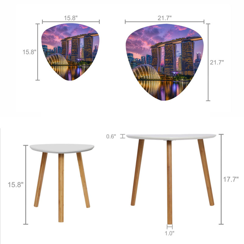 Ensemble de 2 tables basses gigognes triangulaires singapour Skyline Night