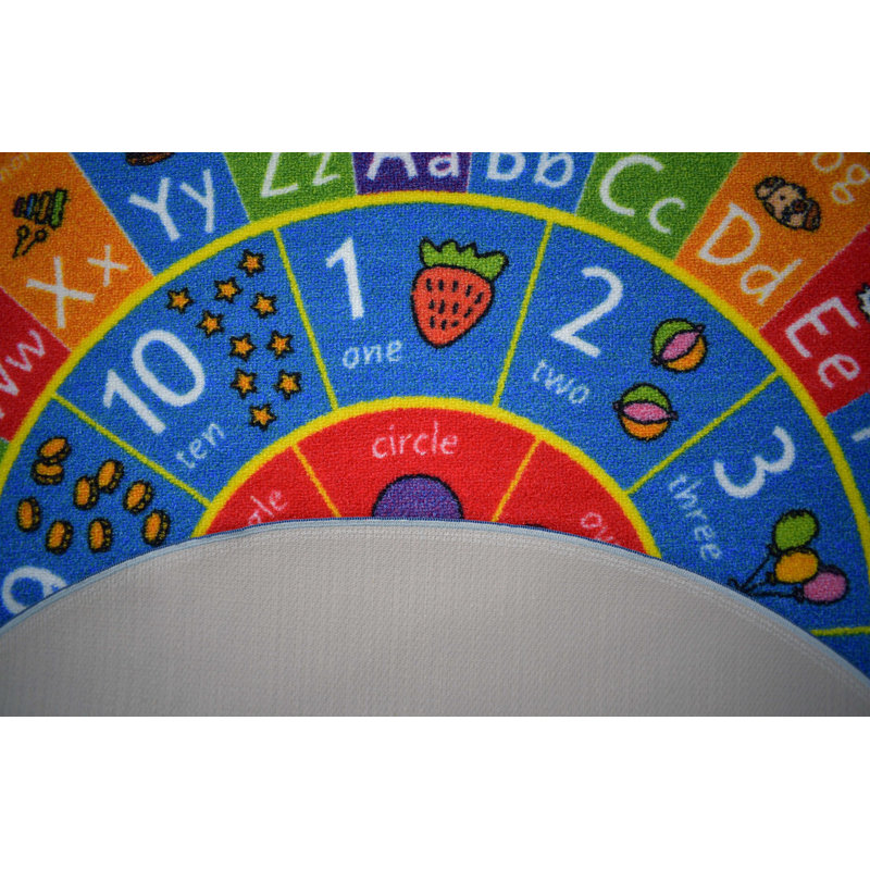 ABC Alphabet Numbers Educational Learning Game Play Kids Circle Time Rug Carpet Classroom Playroom, Round 3'3"