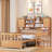 Multifunctional Wood Platform Bed With Bookshelf, Built-in Desk And Matching Chair-625228192