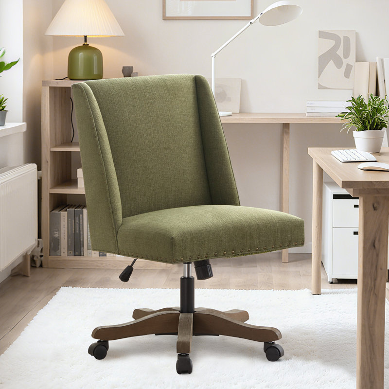 Chaise de bureau pivotante en chenille Mellins, Vert