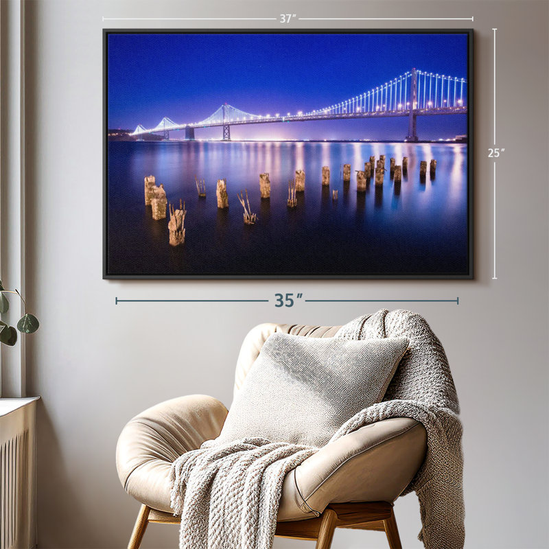 Impression sur toile SF Glowing Bay Bridge, H 25 po x l 37 po